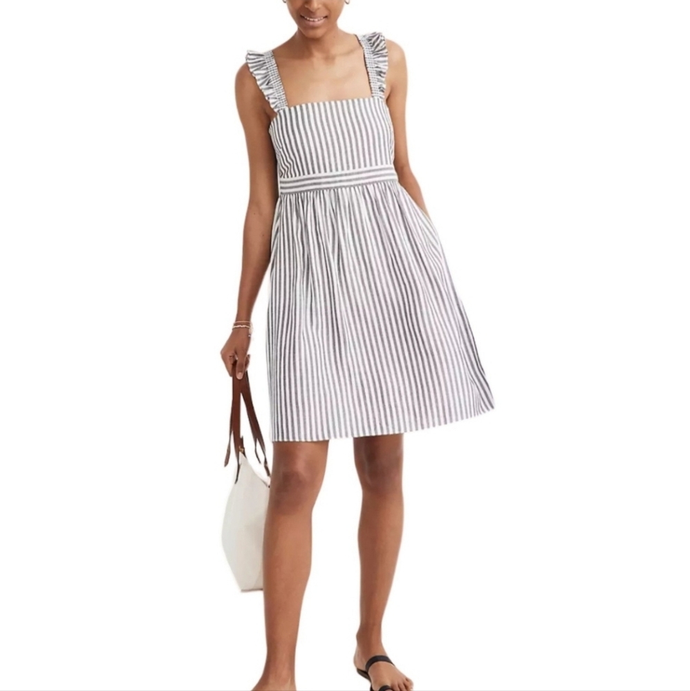 Madewell Striped Ruffle-Strap Empire Dress Size 14